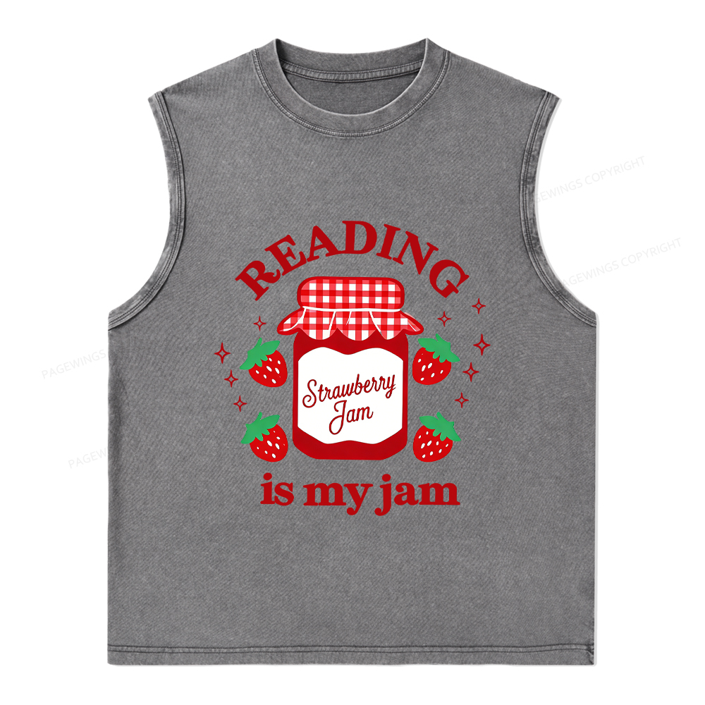 Pagewings Valentines Day Reading is My Jam Unisex Washed Tank Top