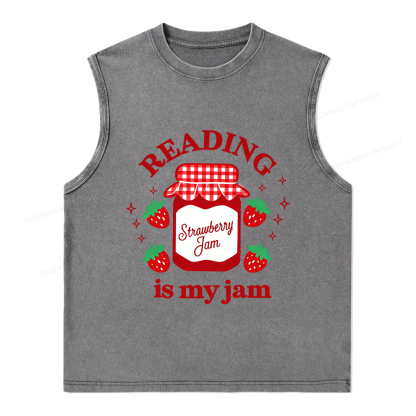 Pagewings Valentines Day Reading is My Jam Unisex Washed Tank Top