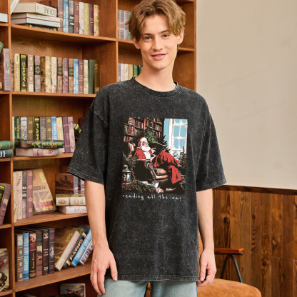 Pagewings Bookish Christmas Unisex Washed T-shirt