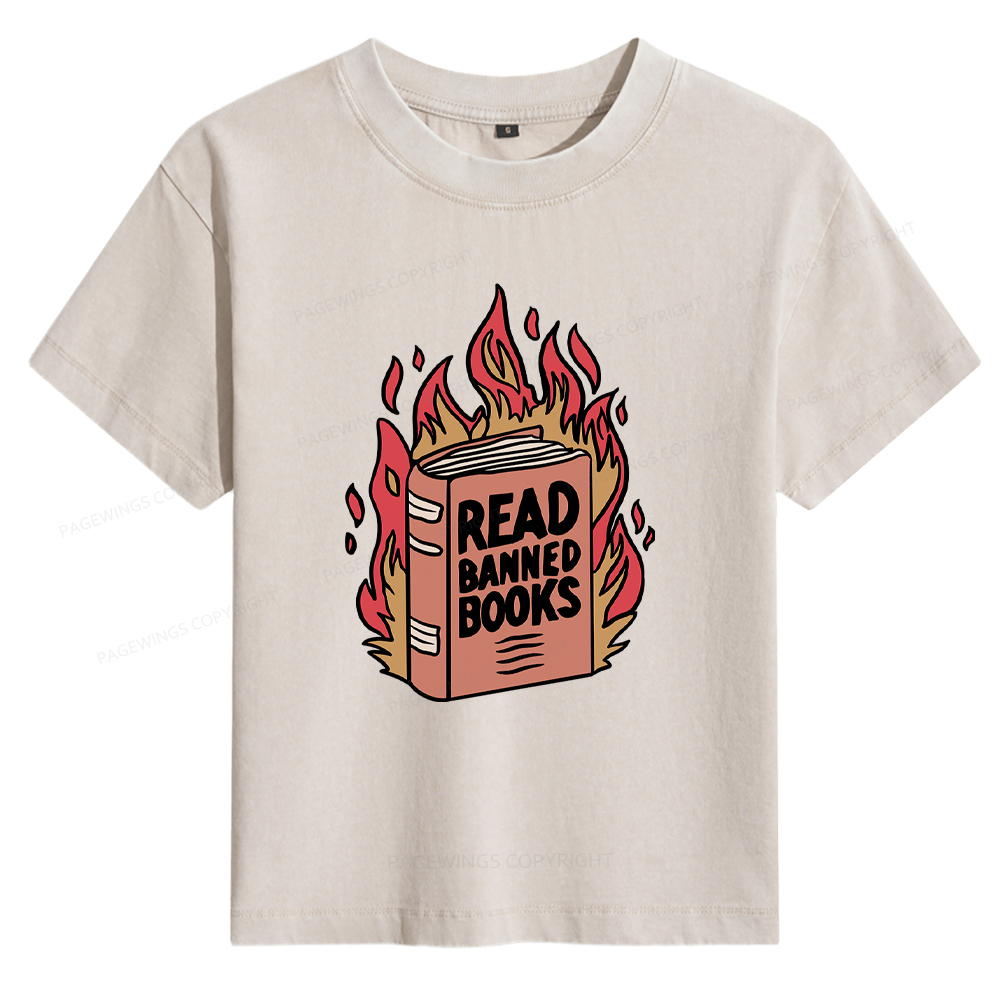 Pagewings Read Banned Books Women's Washed T-shirt