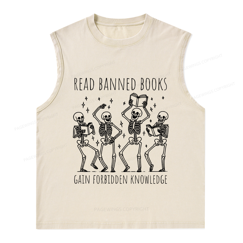 Pagewings Reading Books Tee Book Lover Gift Unisex Washed Tank Top