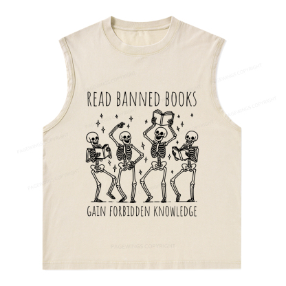 Pagewings Reading Books Tee Book Lover Gift Unisex Washed Tank Top