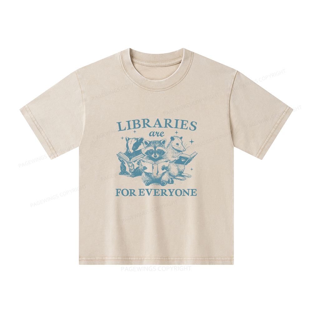 Pagewings Libraries Are For Everyone Unisex Kids Washed T-shirt
