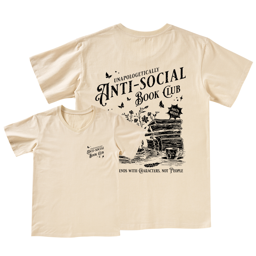 Pagewings Anti-social Book Club Comfort Colors Shirt V-neck T-shirt