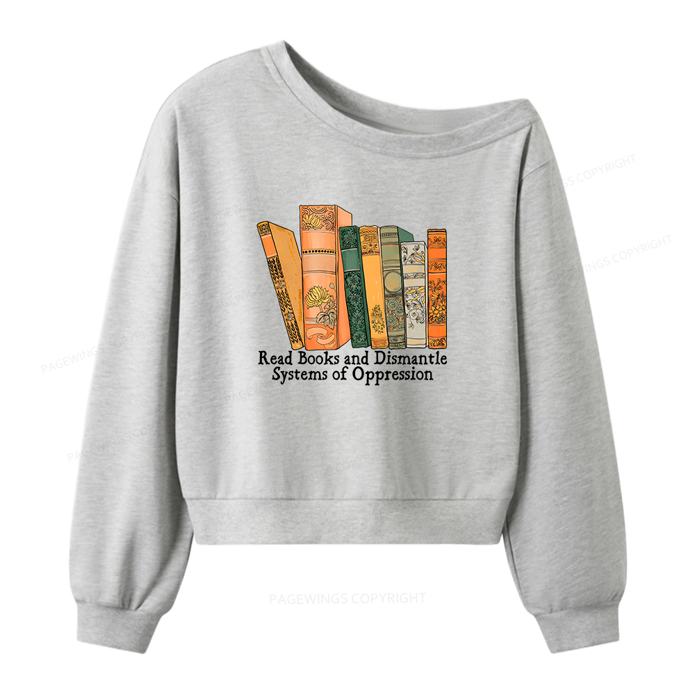 Pagewings Read Books Women Off Shoulder Sweatshirt