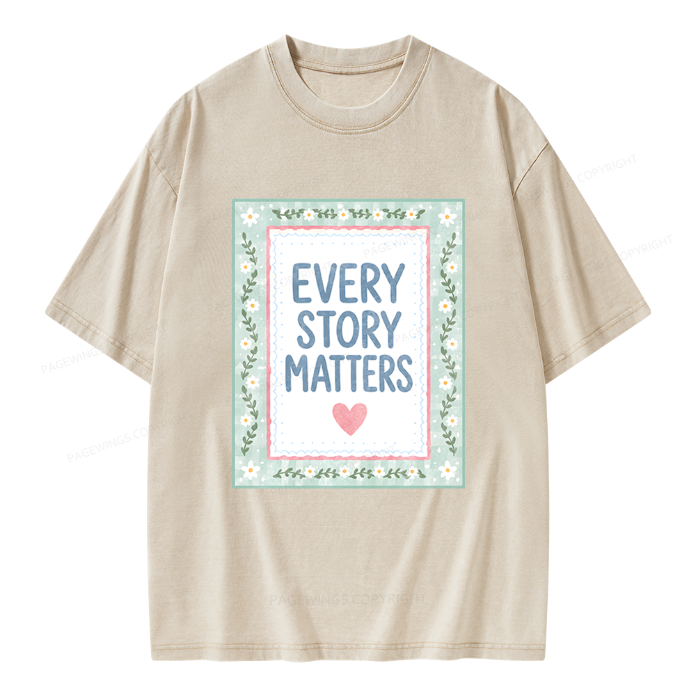 Pagewings Every Story Matters Unisex Washed T-shirt