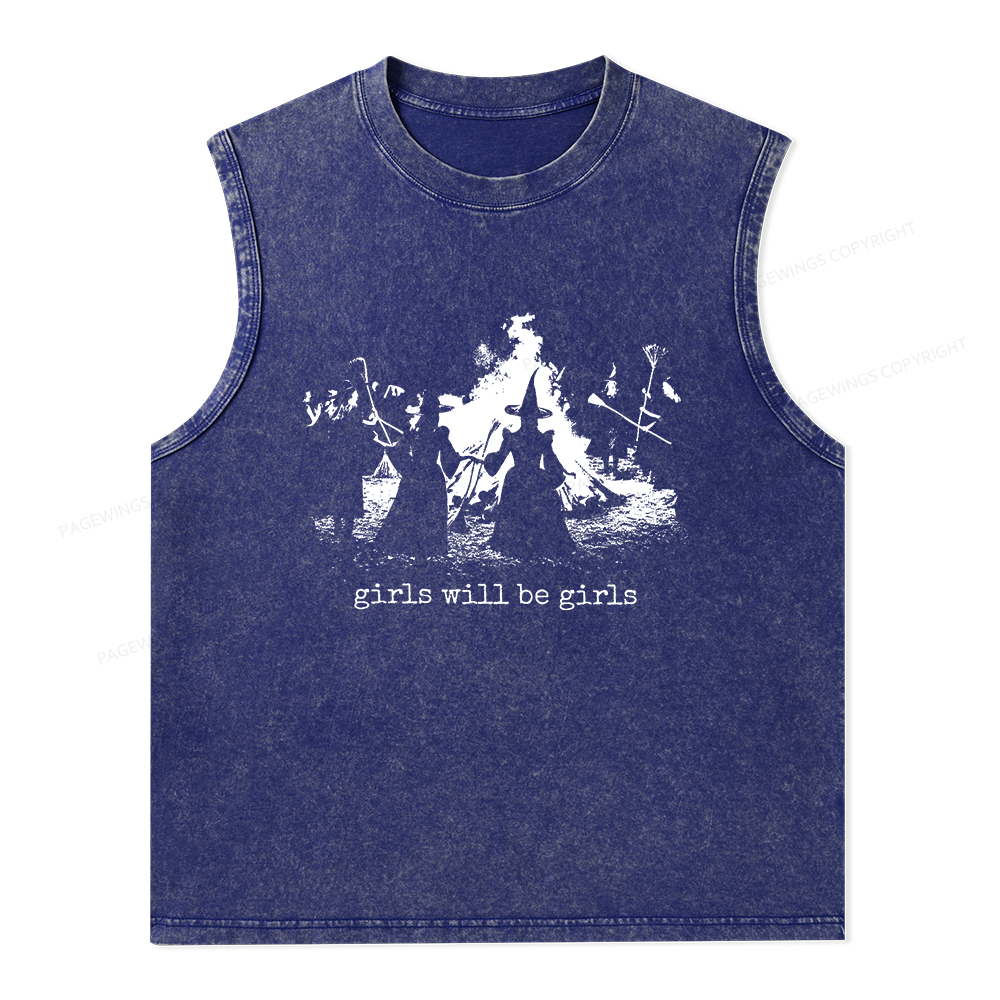 Pagewings Girls Will Be Girls Unisex Washed Tank Top