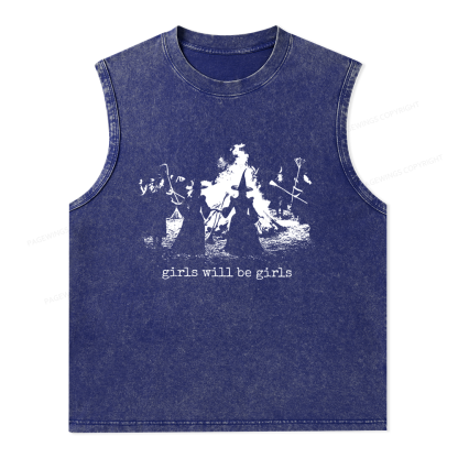 Pagewings Girls Will Be Girls Unisex Washed Tank Top