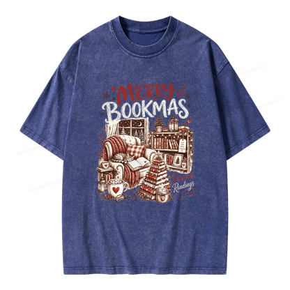 Pagewings Merry Bookmas Unisex Washed T-shirt