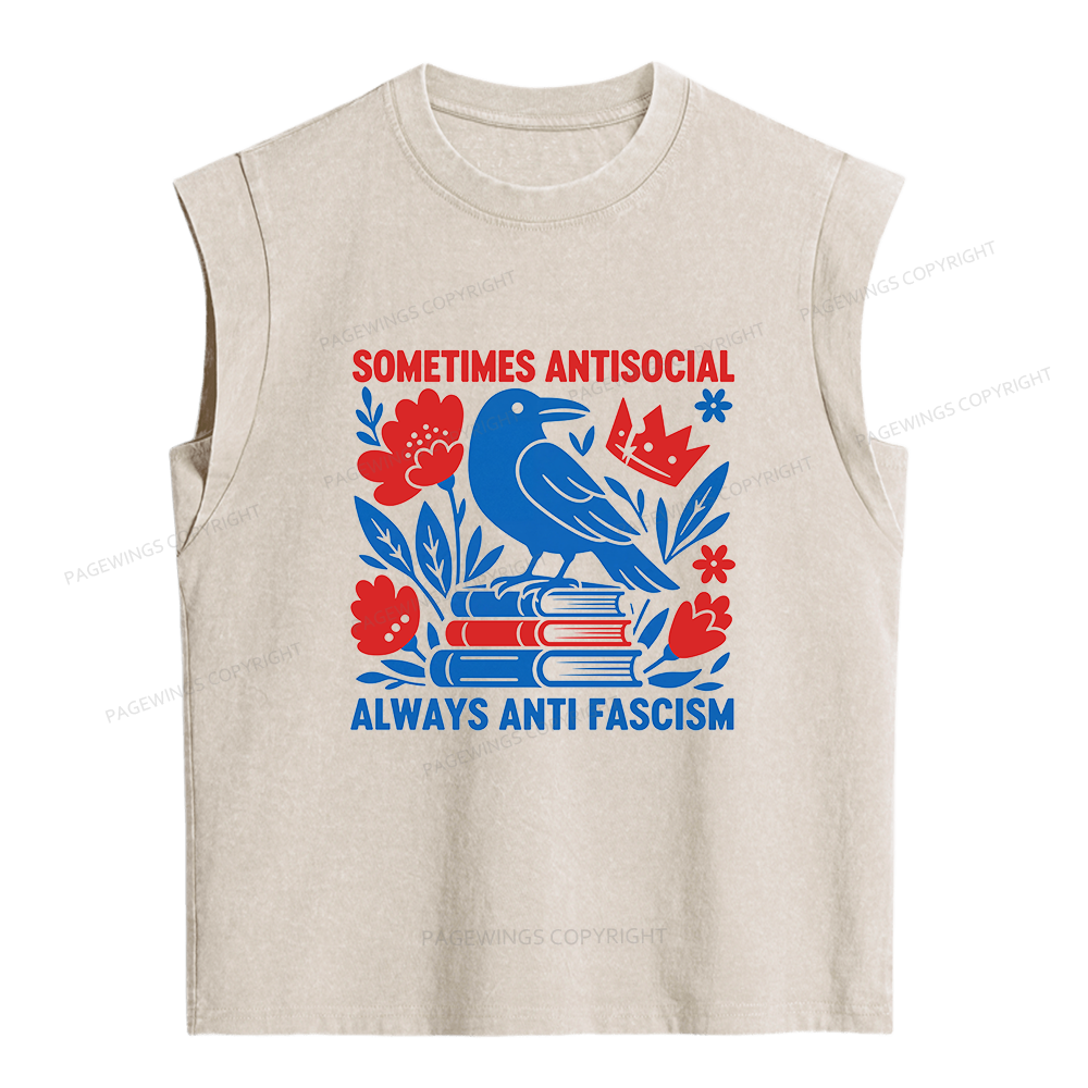 Pagewings Anti Fascism Women's Washed Tank Top
