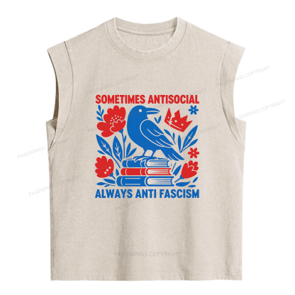 Pagewings Anti Fascism Women's Washed Tank Top