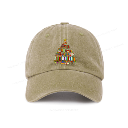 Pagewings Christmas Books Tree Washed Cap