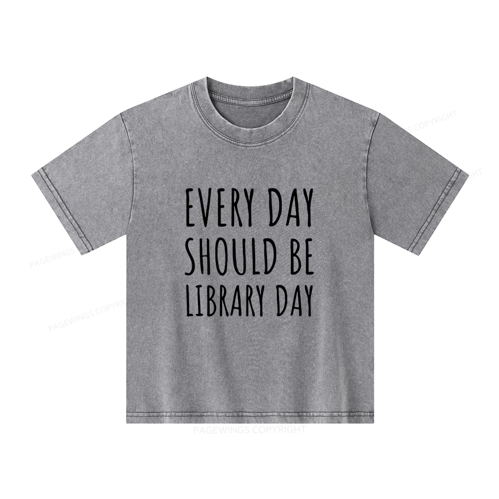 Pagewings Library Day Media Specialist Shirt Library Shirt Unisex Kids Washed T-shirt