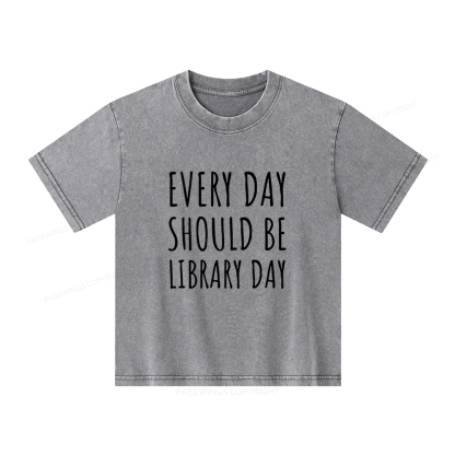 Pagewings Library Day Media Specialist Shirt Library Shirt Unisex Kids Washed T-shirt