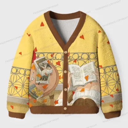 Pagewings Book Girl  Unisex Ugly Cardigan Sweaters