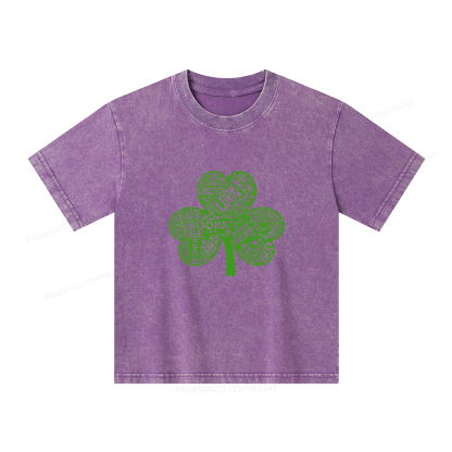 Pagewings St Patricks Day Shirt Lucky Reading Shirt Unisex Kids Washed T-shirt