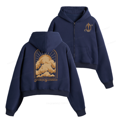 Pagewings Storm Fantasy Book Lover Fleece Zip-Up Hoodie