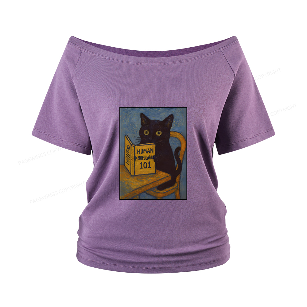 Pagewings Funny Cat Women Off Shoulder T-shirts