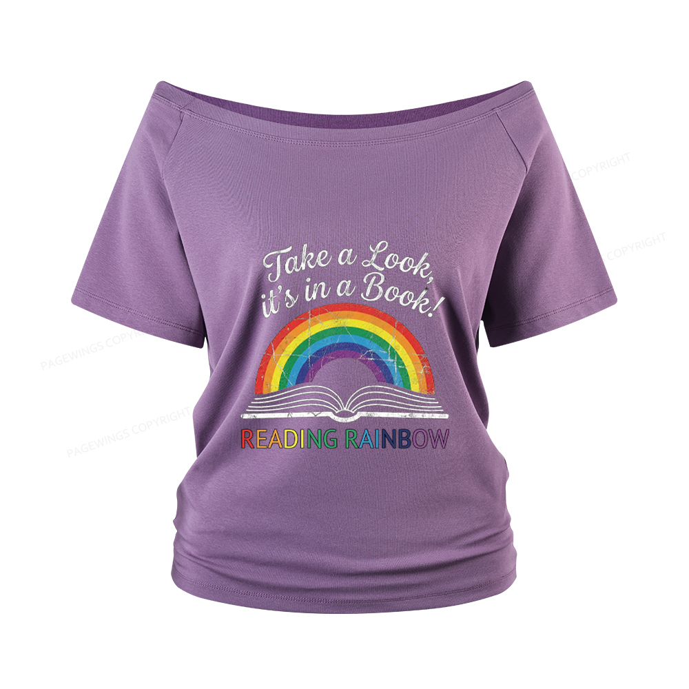 Pagewings Reading Rainbow Women Off Shoulder T-shirts