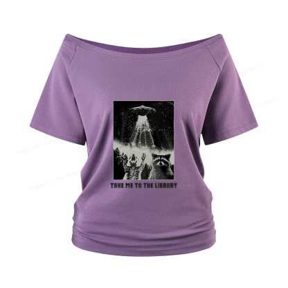 Pagewings Take Me To The Library Women Off Shoulder T-shirts