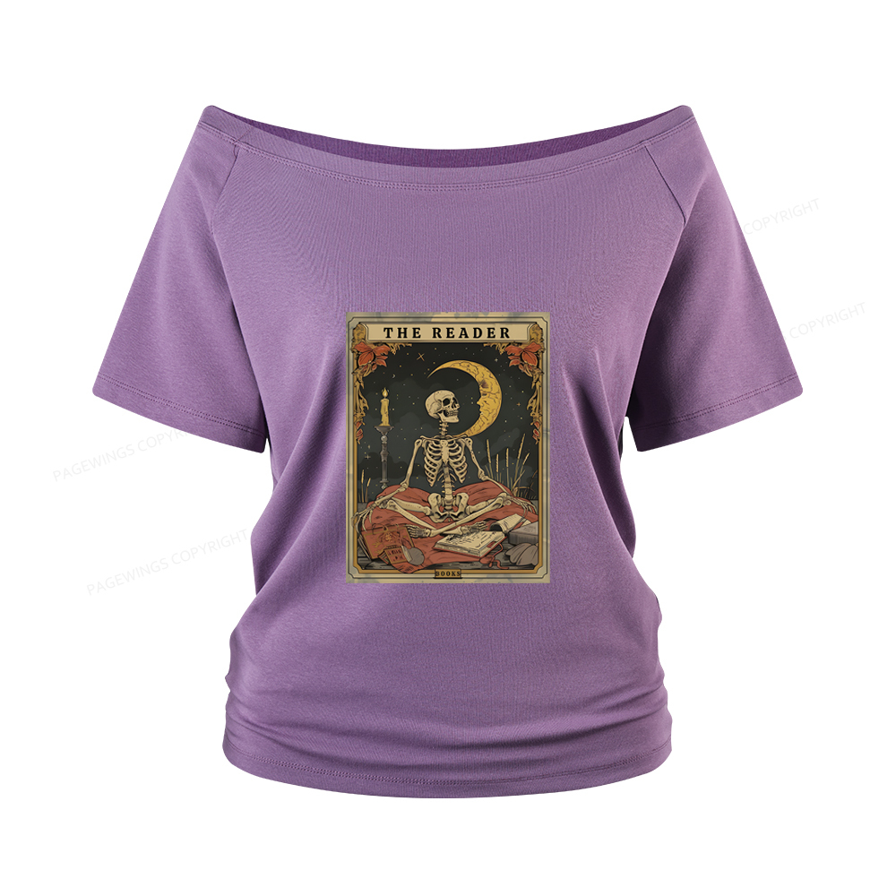 Pagewings The Reader Tarot Card Women Off Shoulder T-shirts
