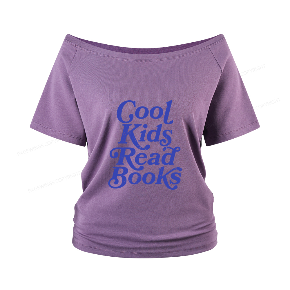 Pagewings Cool Kids Read Books Women Off Shoulder T-shirts