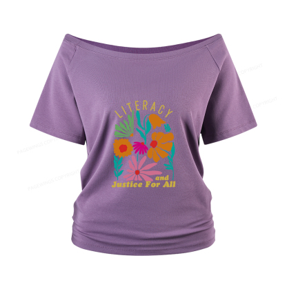 Pagewings Literacy And Justice Women Off Shoulder T-shirts