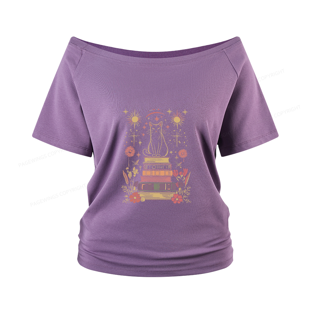 Pagewings Mystical Cat Women Off Shoulder T-shirts