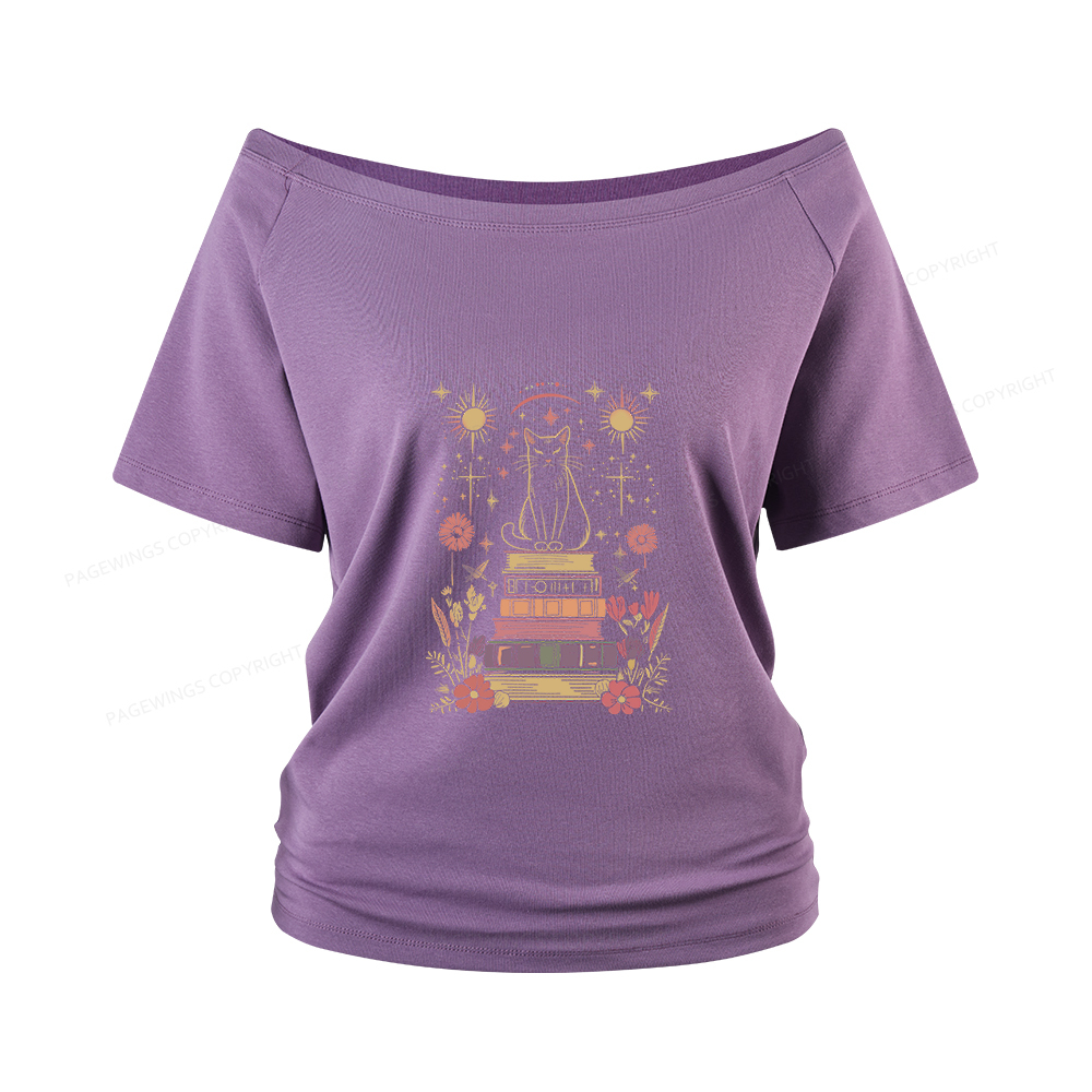 Pagewings Mystical Cat Women Off Shoulder T-shirts