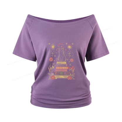 Pagewings Mystical Cat Women Off Shoulder T-shirts