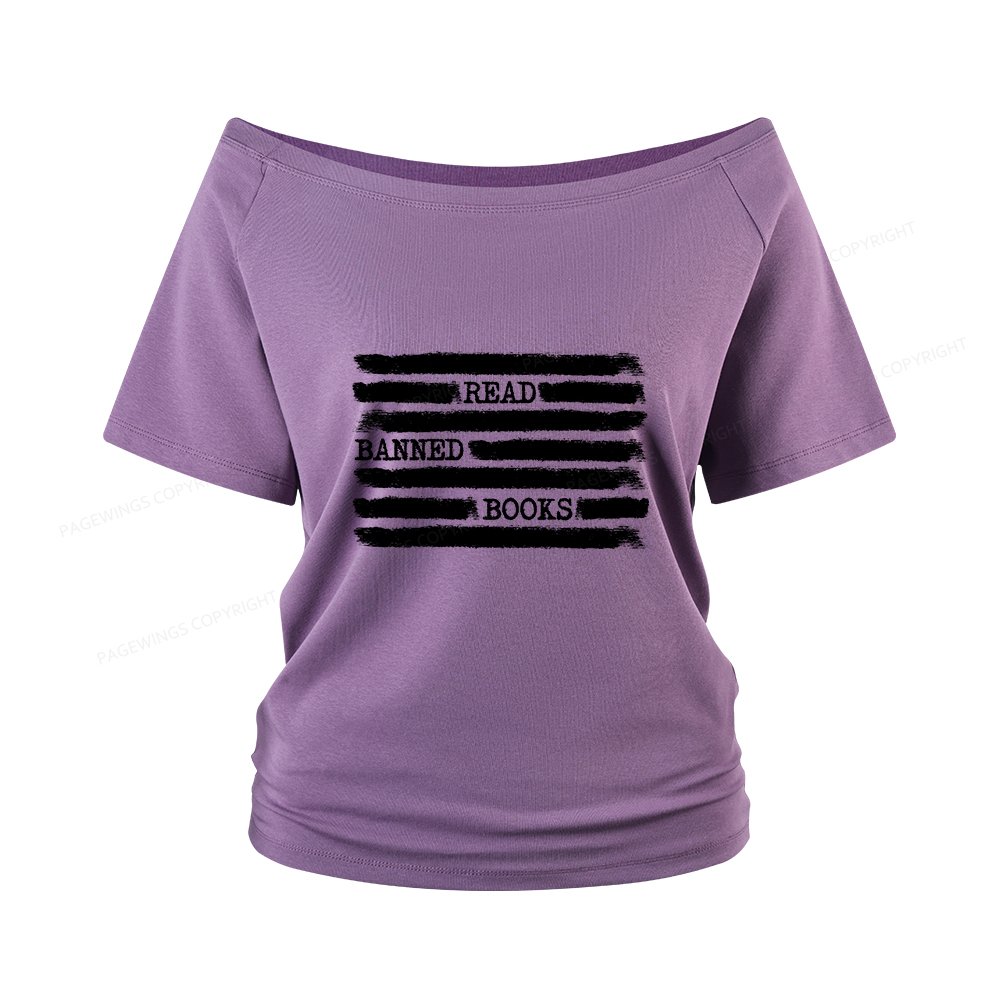 Pagewings Read Banned Books Bookworm Librarian Women Off Shoulder T-shirts