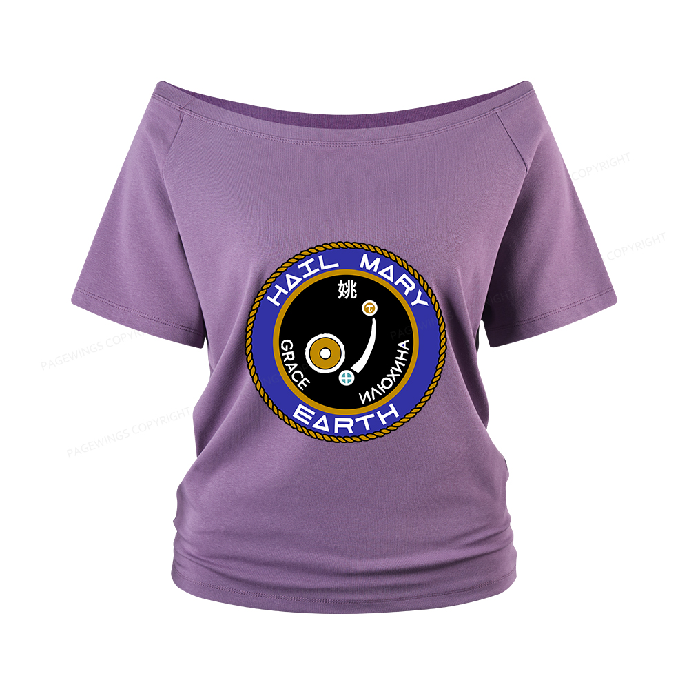 Pagewings Mission Patch Women Off Shoulder T-shirts