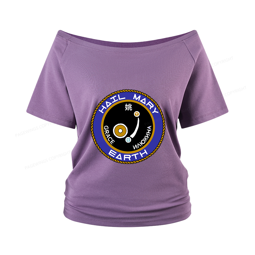 Pagewings Mission Patch Women Off Shoulder T-shirts