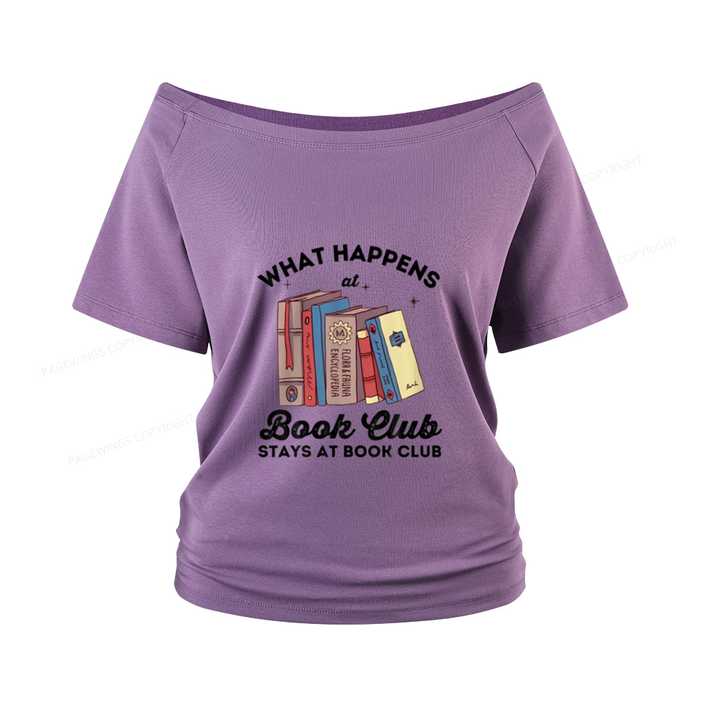 Pagewings Stays At Book Club Book Women Off Shoulder T-shirts