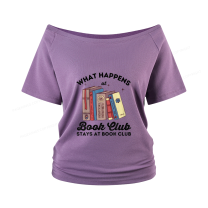 Pagewings Stays At Book Club Book Women Off Shoulder T-shirts