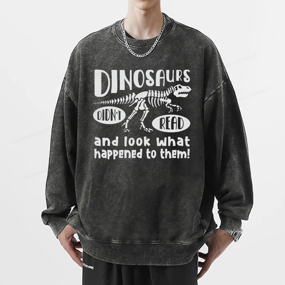 Pagewing Dinosaurs Look What Happened to Them Unisex Washed Sweatshirt