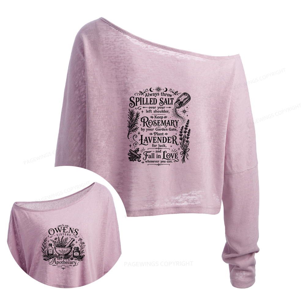 Pagewings Lavender Witchy Slouchy Long Sleeve Off Shoulder T-shirt