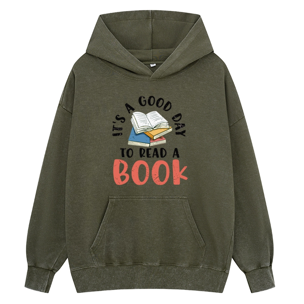 Pagewings It’s a Good Day to Read a Book Unisex Washed Hoodie