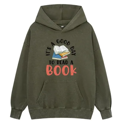 Pagewings It’s a Good Day to Read a Book Unisex Washed Hoodie