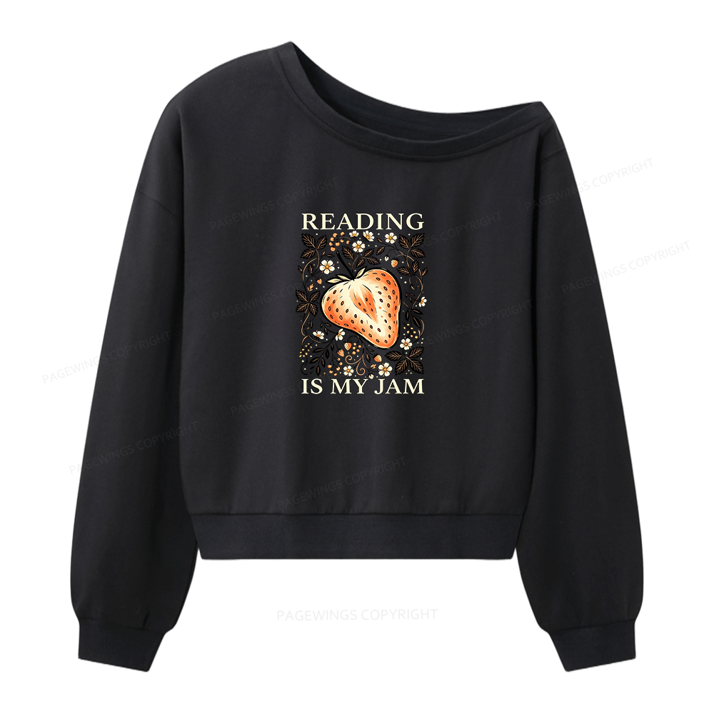 Pagewings Reading Is My Jam Women Off Shoulder Sweatshirt