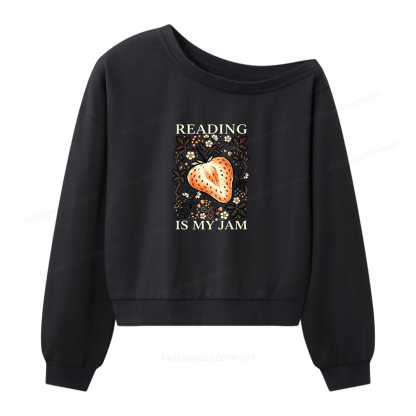 Pagewings Reading Is My Jam Women Off Shoulder Sweatshirt