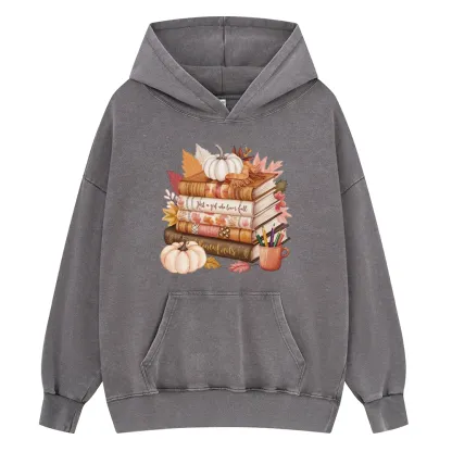 Pagewings Thanksgiving Fall Pumpkin Unisex Washed Hoodie
