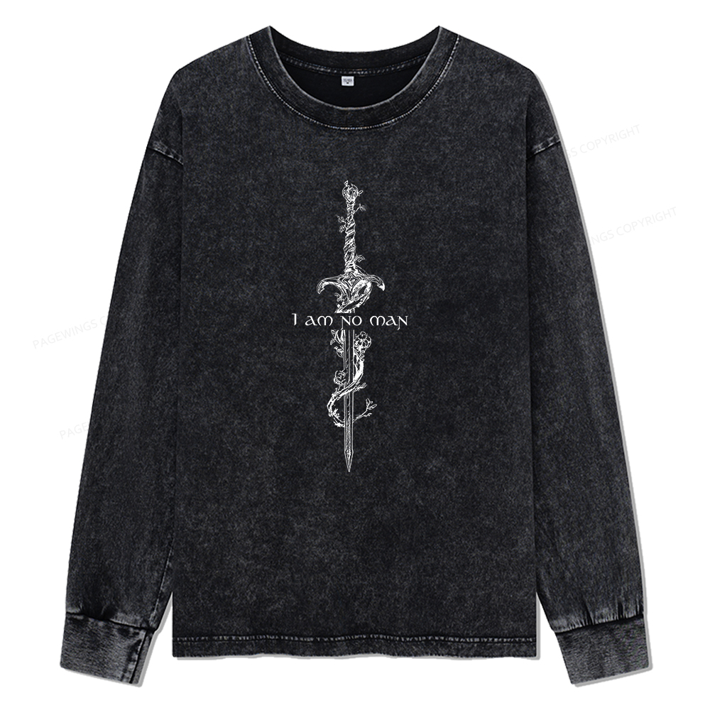 Pagewings I Am No Man Unisex Washed Long Sleeve T-shirt