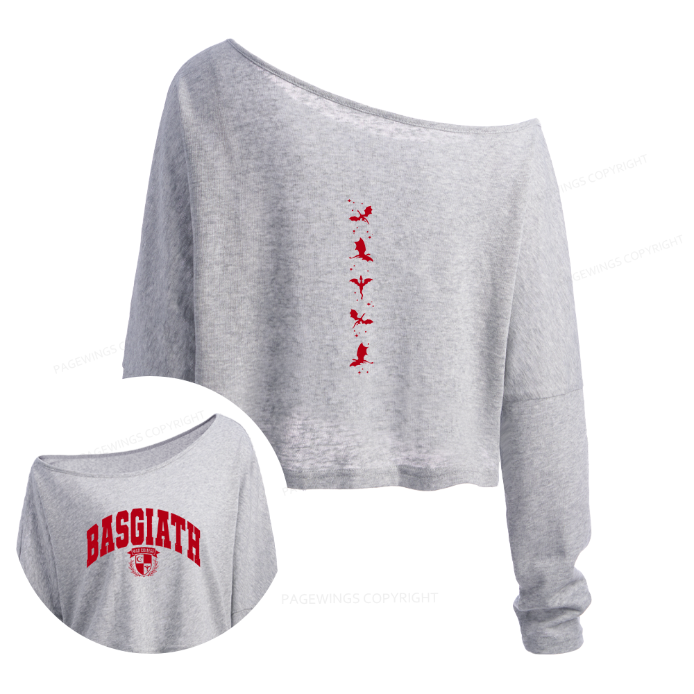 Pagewings Fantasy Bookish Slouchy Long Sleeve Off Shoulder T-shirt