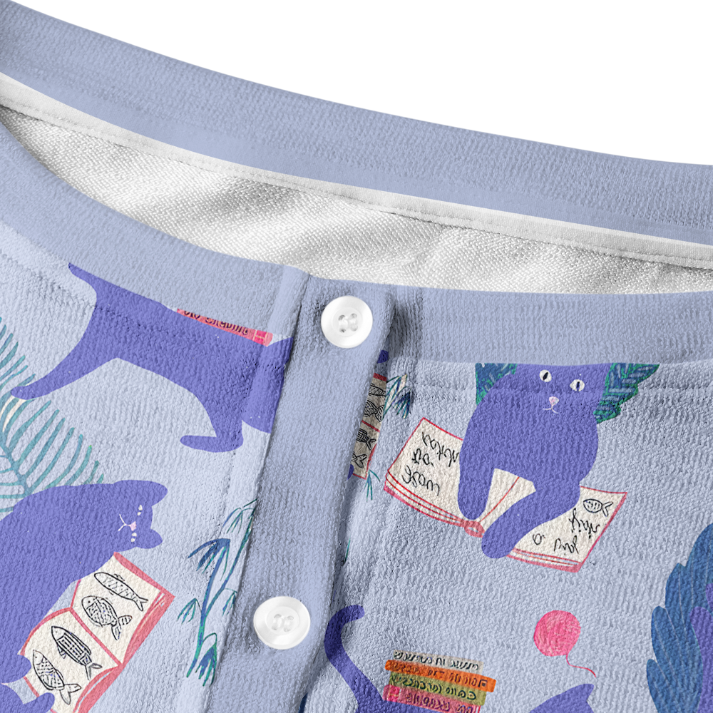 Pagewings Cat Book Lover Crew Neck Cardigan Sweaters