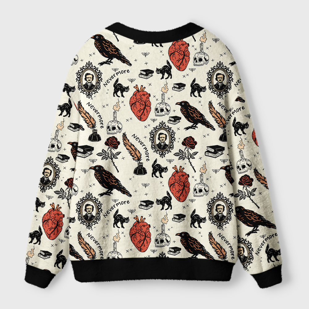 Pagewings Reading Crow Light Knit Unisex Cardigan Sweaters