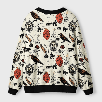 Pagewings Reading Crow Light Knit Unisex Cardigan Sweaters