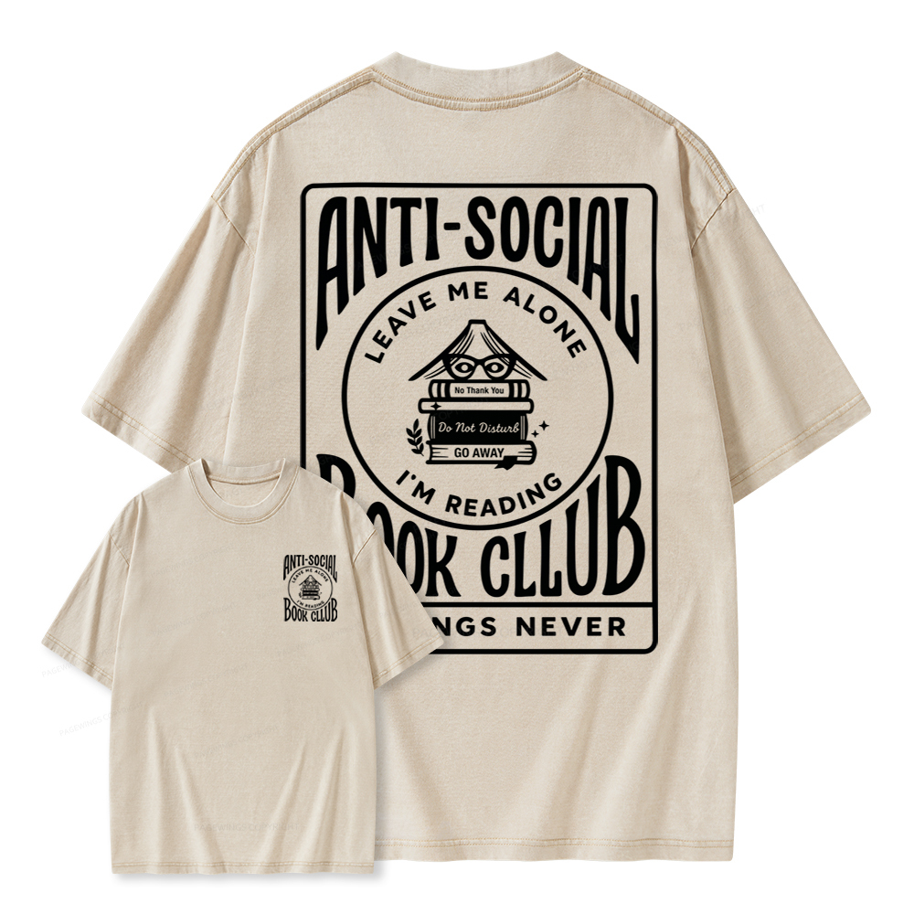 Pagewings Anti-Social Book Club Unisex Washed T-shirt