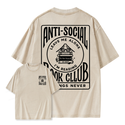 Pagewings Anti-Social Book Club Unisex Washed T-shirt