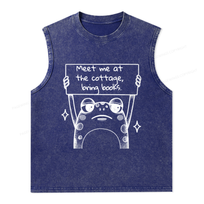Pagewings Meet Me At The Cottage Bring Books Unisex Washed Tank Top